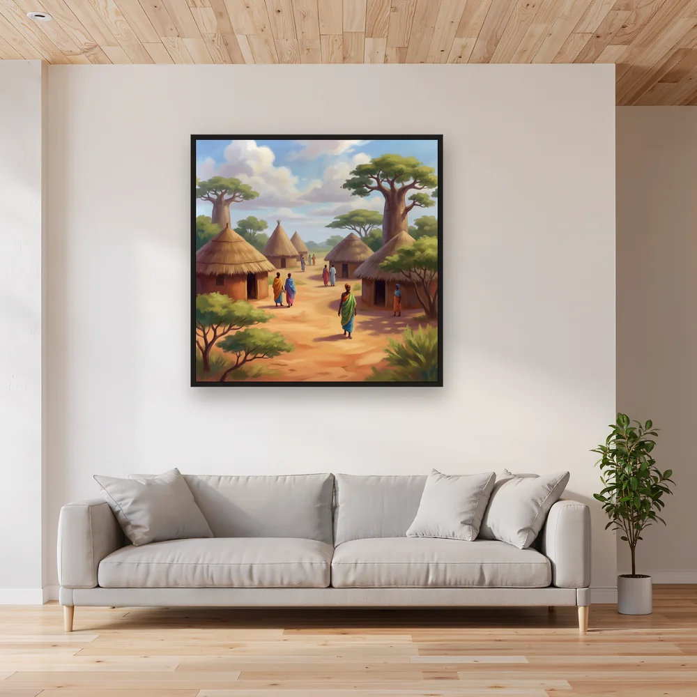 Round Huts Under a Bright Sky – Living room