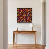 Vivid Tribal Mask Pattern – Hallway