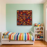 Vivid Tribal Mask Pattern – Kids room