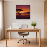 Coucher de soleil sur la savane aux acacias – Bureau