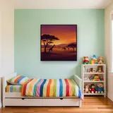 Coucher de soleil sur la savane aux acacias – Enfant