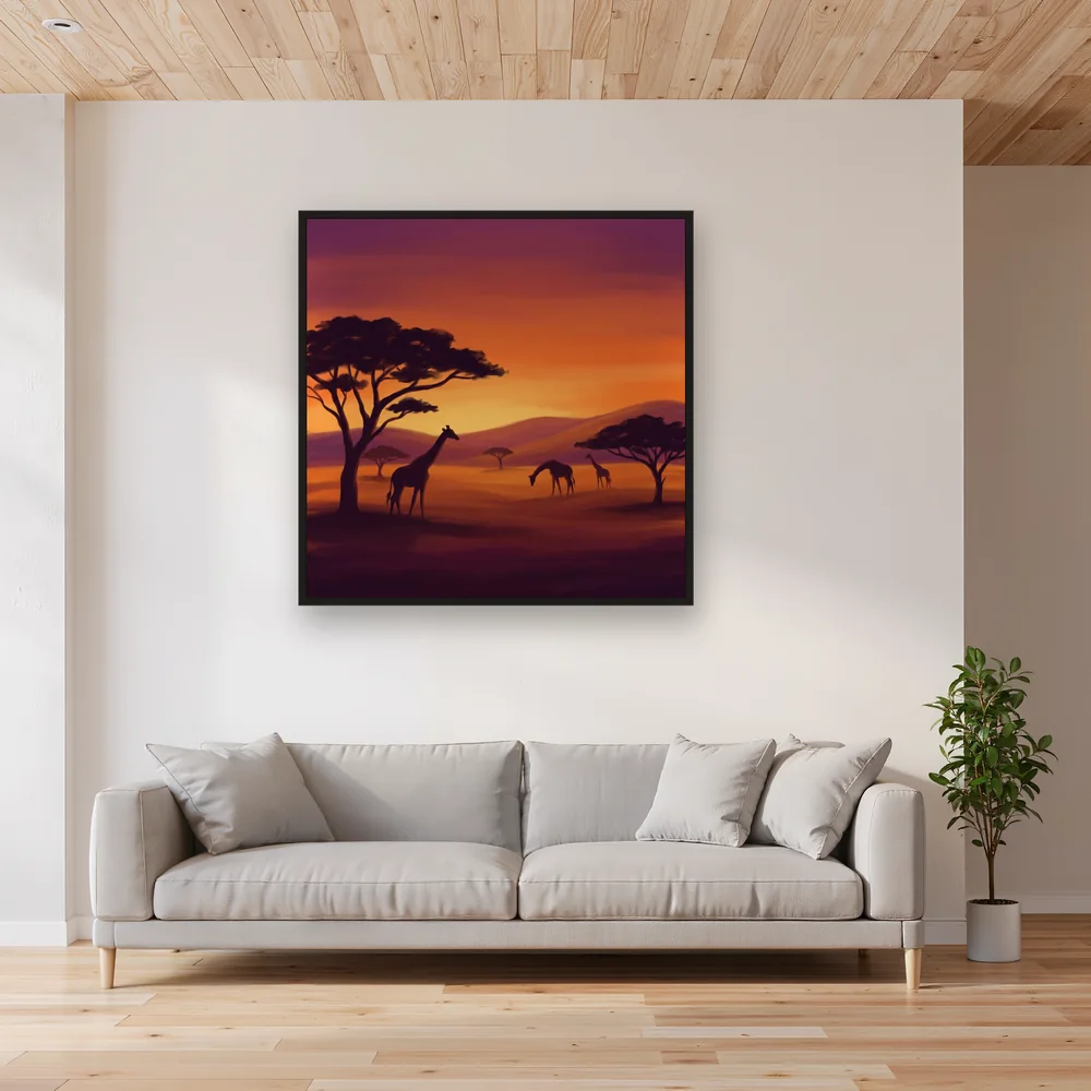 Coucher de soleil sur la savane aux acacias – Salon