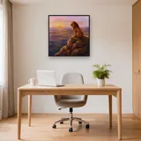 Lion sur un rocher au soleil levant – Bureau