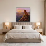Lion sur un rocher au soleil levant – Chambre