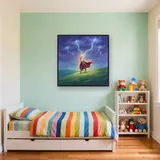 Blond Hero Calling Lightning on a Hill – Kids room
