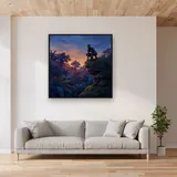 Masked Panther Hero at Jungle Dusk – displayed in a living room