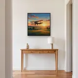 Sunrise Vintage Biplane Over Green Fields – Hallway