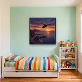 Helicopter Over Sunset Coastline – Kids room