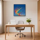 Colorful Jet Formation Over Blue Sky – Office