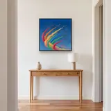 Colorful Jet Formation Over Blue Sky – Hallway