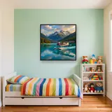 Seaplane Landing on Turquoise Mountain Lake – Kids room