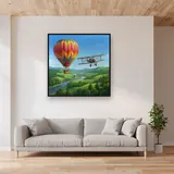 Hot Air Balloon and Vintage Plane – displayed in a living room