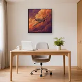 Vintage Propeller Plane in Dramatic Clouds – Office