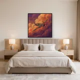 Vintage Propeller Plane in Dramatic Clouds – Bedroom