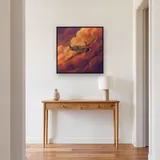 Vintage Propeller Plane in Dramatic Clouds – Hallway