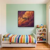 Vintage Propeller Plane in Dramatic Clouds – Kids room