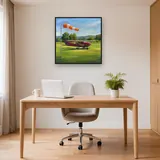 Small Airplane on Summer Grass Runway – Office