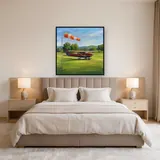 Small Airplane on Summer Grass Runway – Bedroom