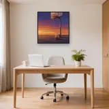 Ballon et panier au soleil couchant – Bureau