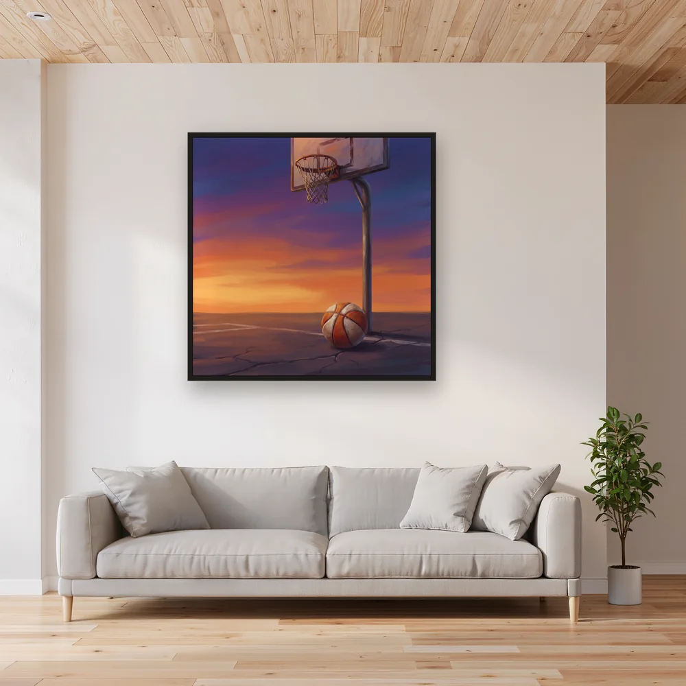Ballon et panier au soleil couchant – Salon