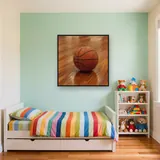 Basketball auf glänzendem Parkettboden – Kinderzimmer