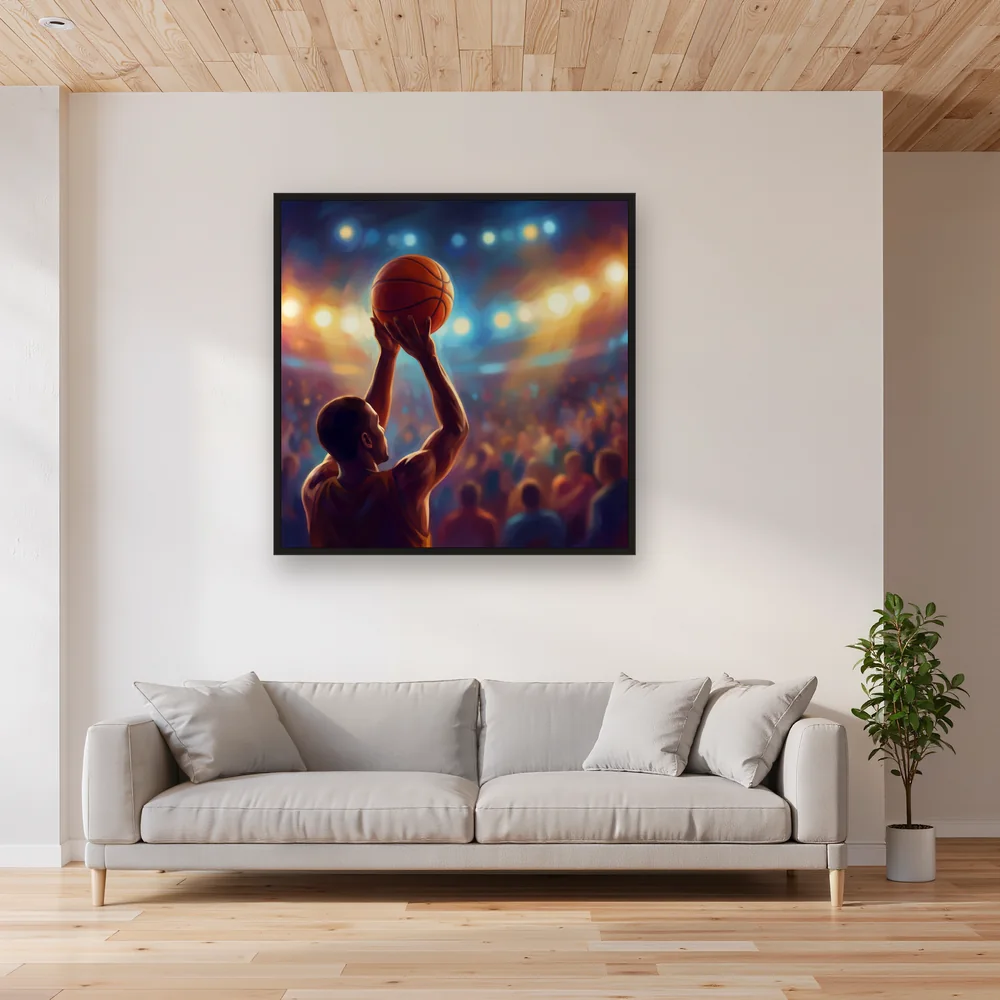 Three-Point Arc Under Stadium Lights – Living room