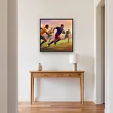 Rugbyspieler im Sprint durch die Abwehr – Flur