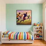 Rugbyspieler im Sprint durch die Abwehr – Kinderzimmer