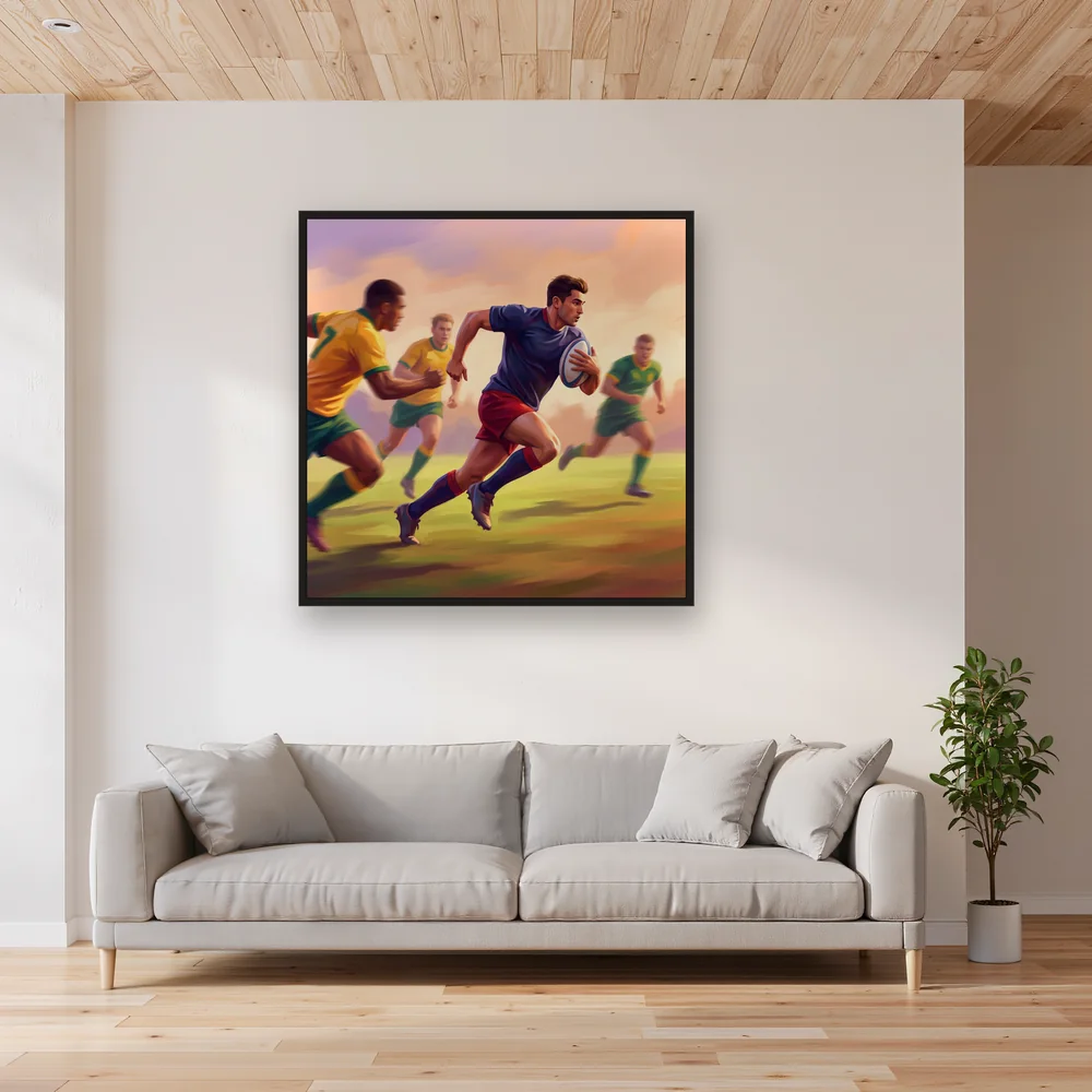 Rugbyspieler im Sprint durch die Abwehr – Wohnzimmer