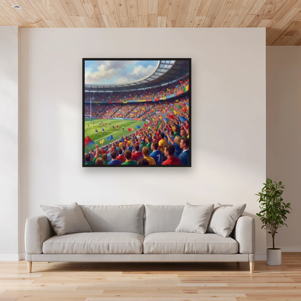 Colorful Stadium Crowd with Flags – Living room