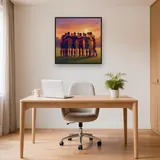 Mêlée d'équipe au couchant doré – Bureau