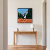 Tennisspieler beim Aufschlag auf Sandplatz – Flur