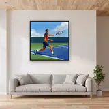 Powerful Forehand Under Blue Sky – displayed in a living room