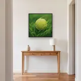 Tennis Ball Mid-Bounce on Grass – Hallway