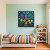 Crossed Tennis Rackets at the Net – Kids room