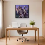 Knight on White Horse Before Castle – Office