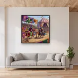 Knights Charging Beneath Tournament Banners – displayed in a living room