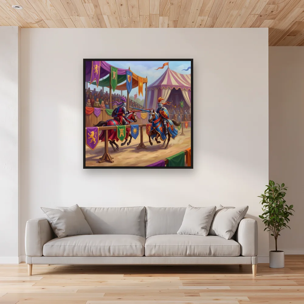 Knights Charging Beneath Tournament Banners – Living room