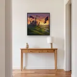 Hilltop Castle with Sunset Flags – Hallway