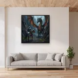 Knight and Dragon at Mountain Pass – displayed in a living room
