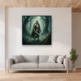 Armored Knight in a Misty Forest – displayed in a living room