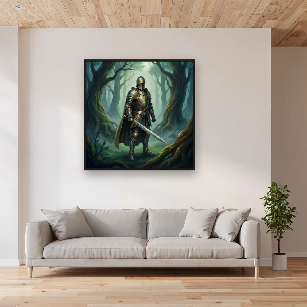 Armored Knight in a Misty Forest – Living room