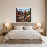 Medieval Market with Knights and Banners – Bedroom