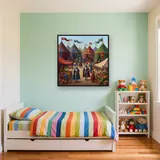 Medieval Market with Knights and Banners – Kids room