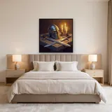 Knight Helmet and Sword on Stone – Bedroom