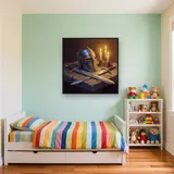 Knight Helmet and Sword on Stone – Kids room