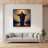 Jesus Christ Open Arms Divine Light – displayed in a living room
