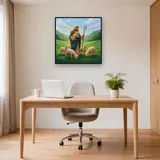 Good Shepherd with Lambs in a Green Valley – Office