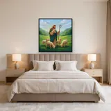 Good Shepherd with Lambs in a Green Valley – Bedroom