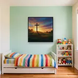 Golden Sunrise Cross on Hill – Kids room